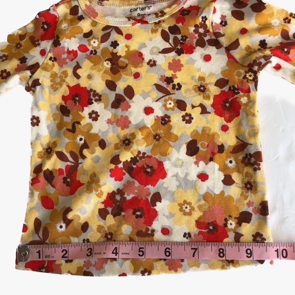Carter's Baby Girls Long Sleeves Shirt Flowers Leaves Fall Colors Size 9 M - Picture 8 of 8